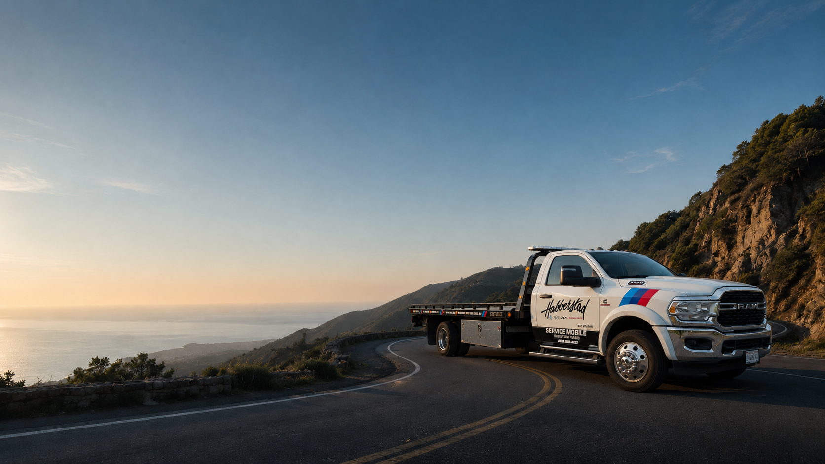 Habberstad flatbed tow truck on Long Island